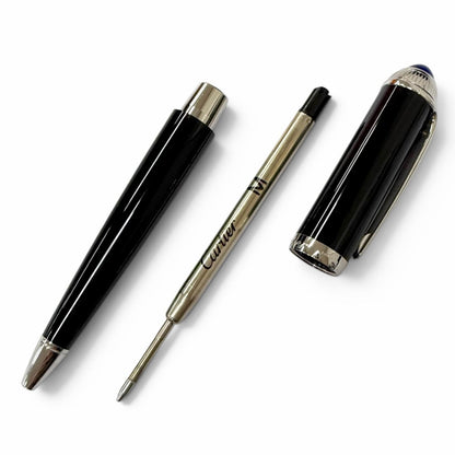 Cartier Roadster de Blue Gemstone Twist Ballpoint Pen Black Silver Handwriting — view 5