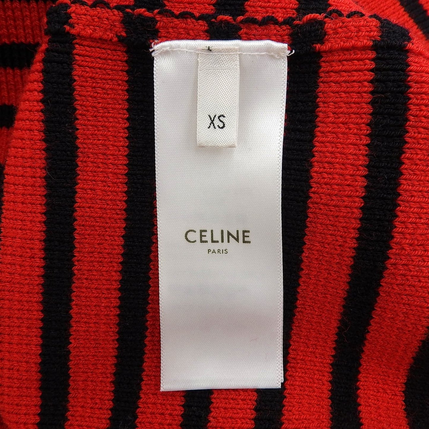 Celine Shoulder Zip Border Pattern Boat Neck Wool Knit Red Black XS Sweater — view 7