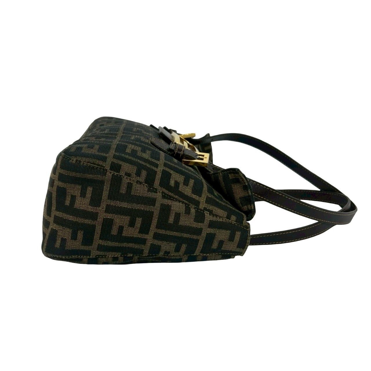 Fendi Vintage Zucca FF Logo Pattern Canvas Leather Tote Brown — view 6
