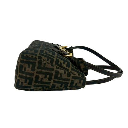 Fendi Vintage Zucca FF Logo Pattern Canvas Leather Tote Brown — view 6