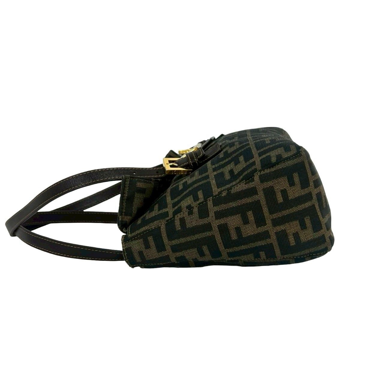 Fendi Vintage Zucca FF Logo Pattern Canvas Leather Tote Brown — view 5