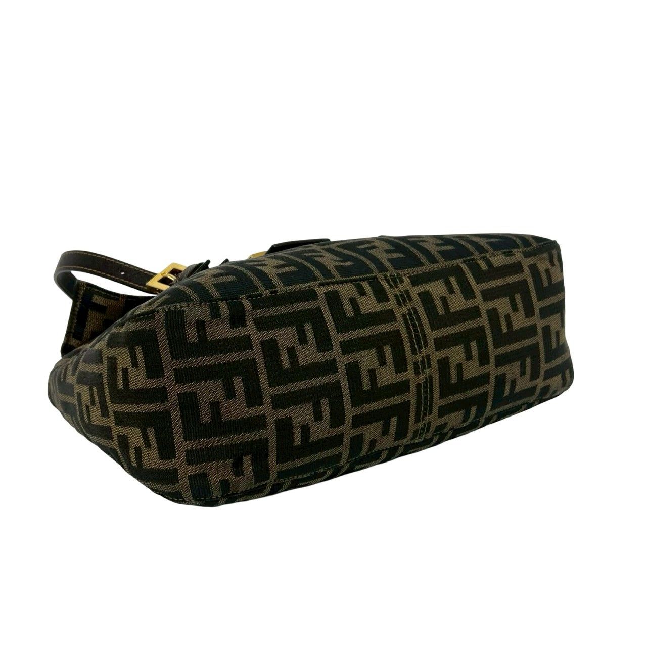 Fendi Vintage Zucca FF Logo Pattern Canvas Leather Tote Brown — view 7