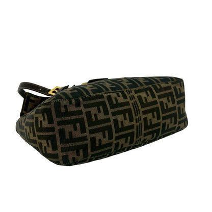Fendi Vintage Zucca FF Logo Pattern Canvas Leather Tote Brown — view 7