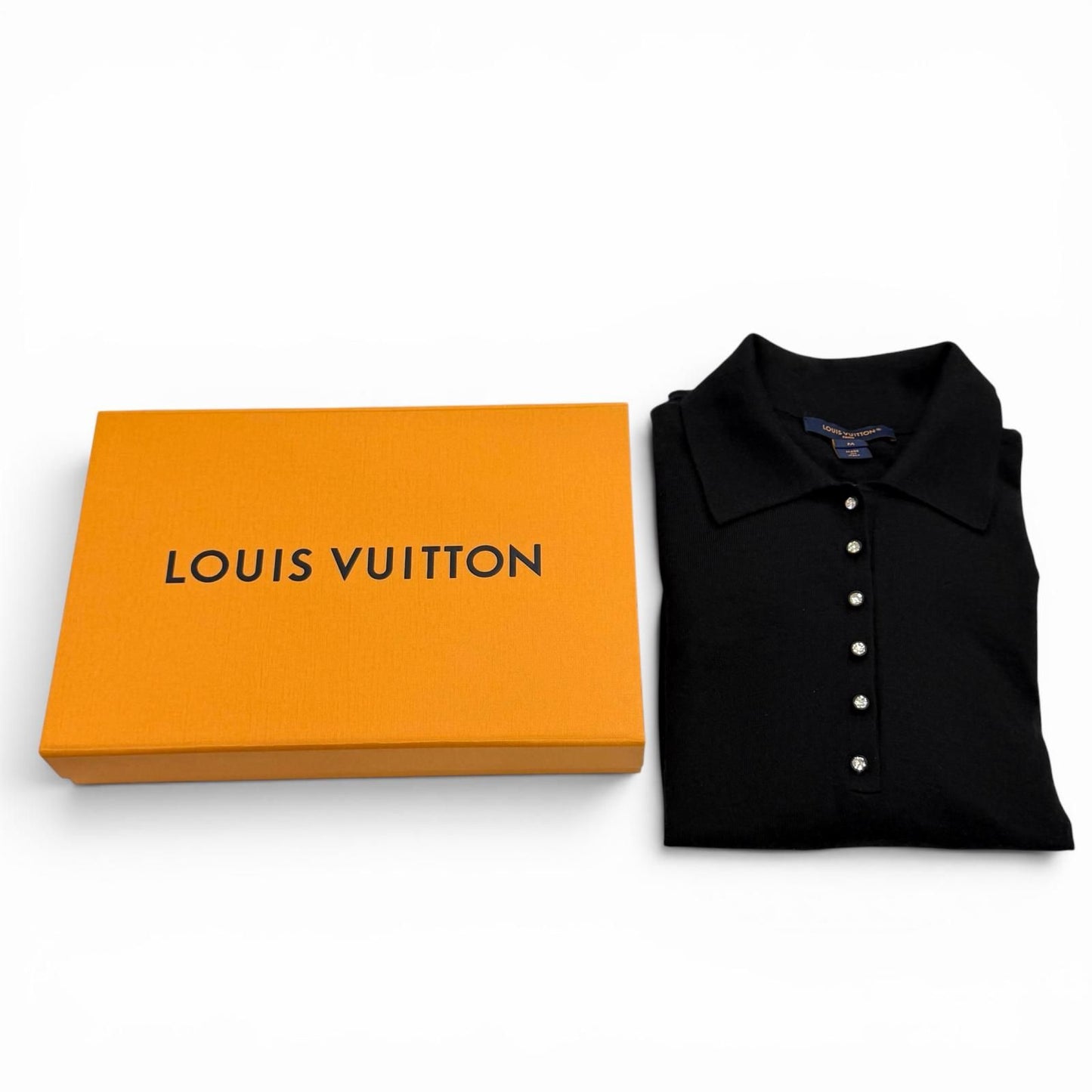Louis Vuitton Cashmere Silk Blend Bijou Button LV Long Sleeve Knit Sweater — view 2