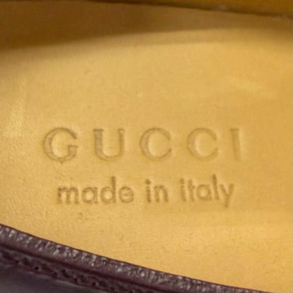 Gucci Leather GG Logo Plain Toe Lace Up Dress Shoes Burgundy 8 — view 8
