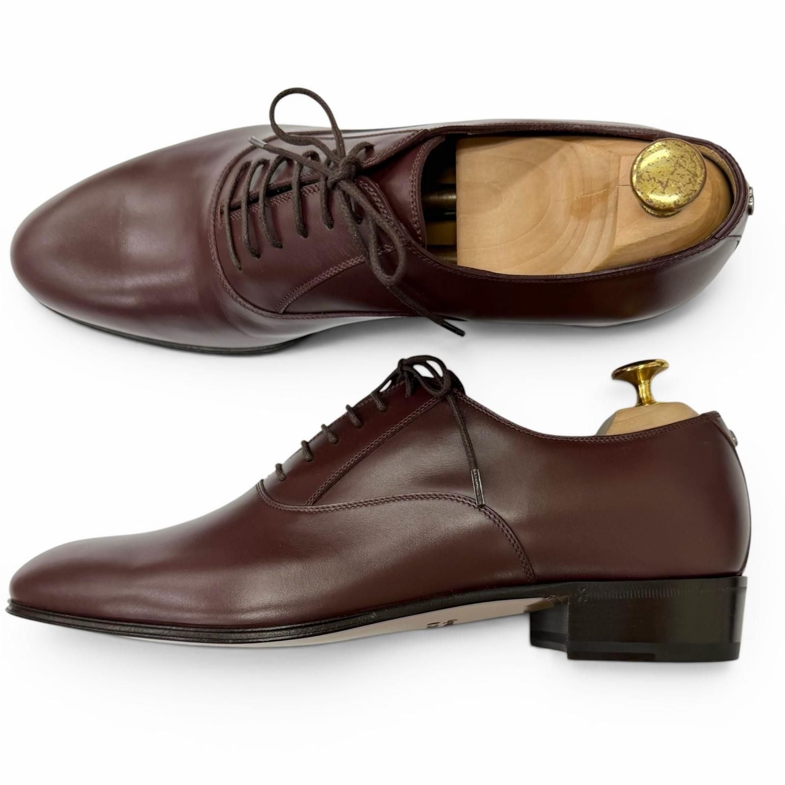 Gucci Leather GG Logo Plain Toe Lace Up Dress Shoes Burgundy 8 — view 4