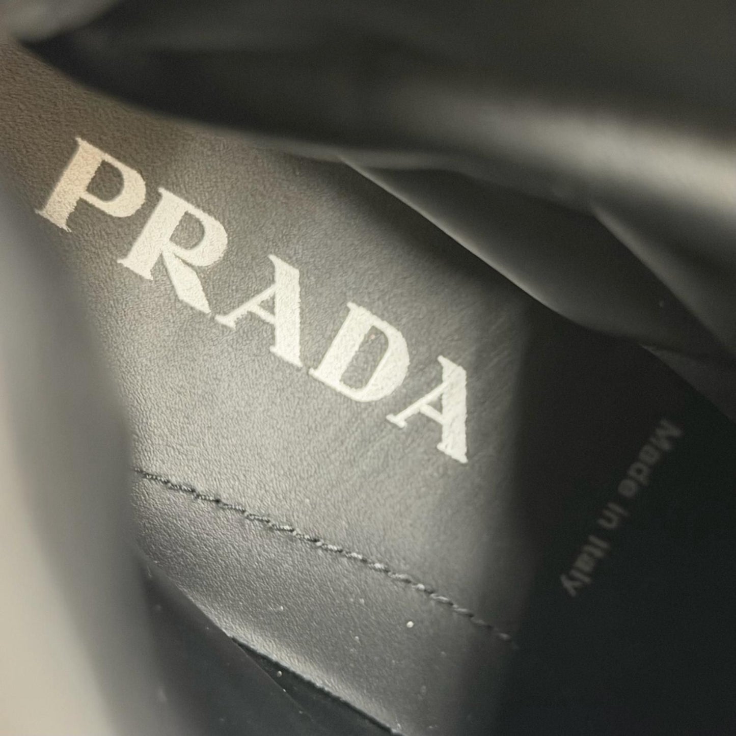 Prada Leather Nylon Triangle Logo Plate Combat Boots Ankle Black 6 — view 7