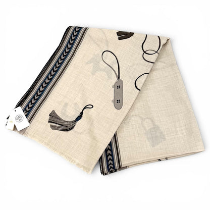 Hermes Rectangle Brides ET Gray Bridle and Charm Cashmere Silk Blend Shawl