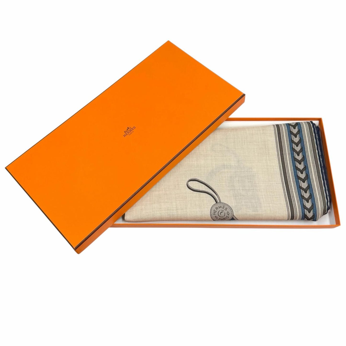 Hermes Rectangle Brides ET Gray Bridle and Charm Cashmere Silk Blend Shawl — view 2