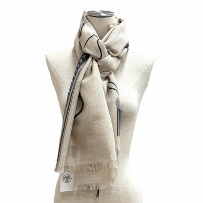 Hermes Rectangle Brides ET Gray Bridle and Charm Cashmere Silk Blend Shawl — view 7