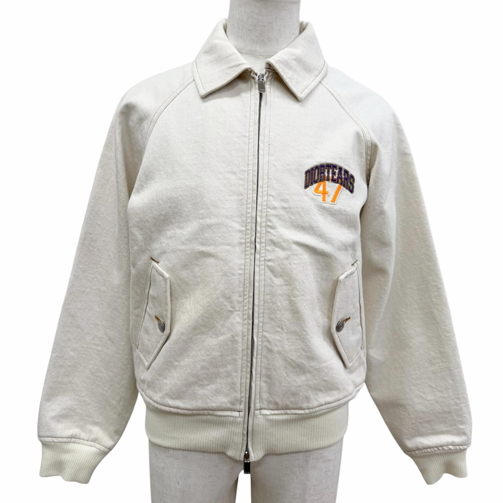 Dior Denim Tears Homme Logo Embroidery Twill Zip Jacket Ivory 46