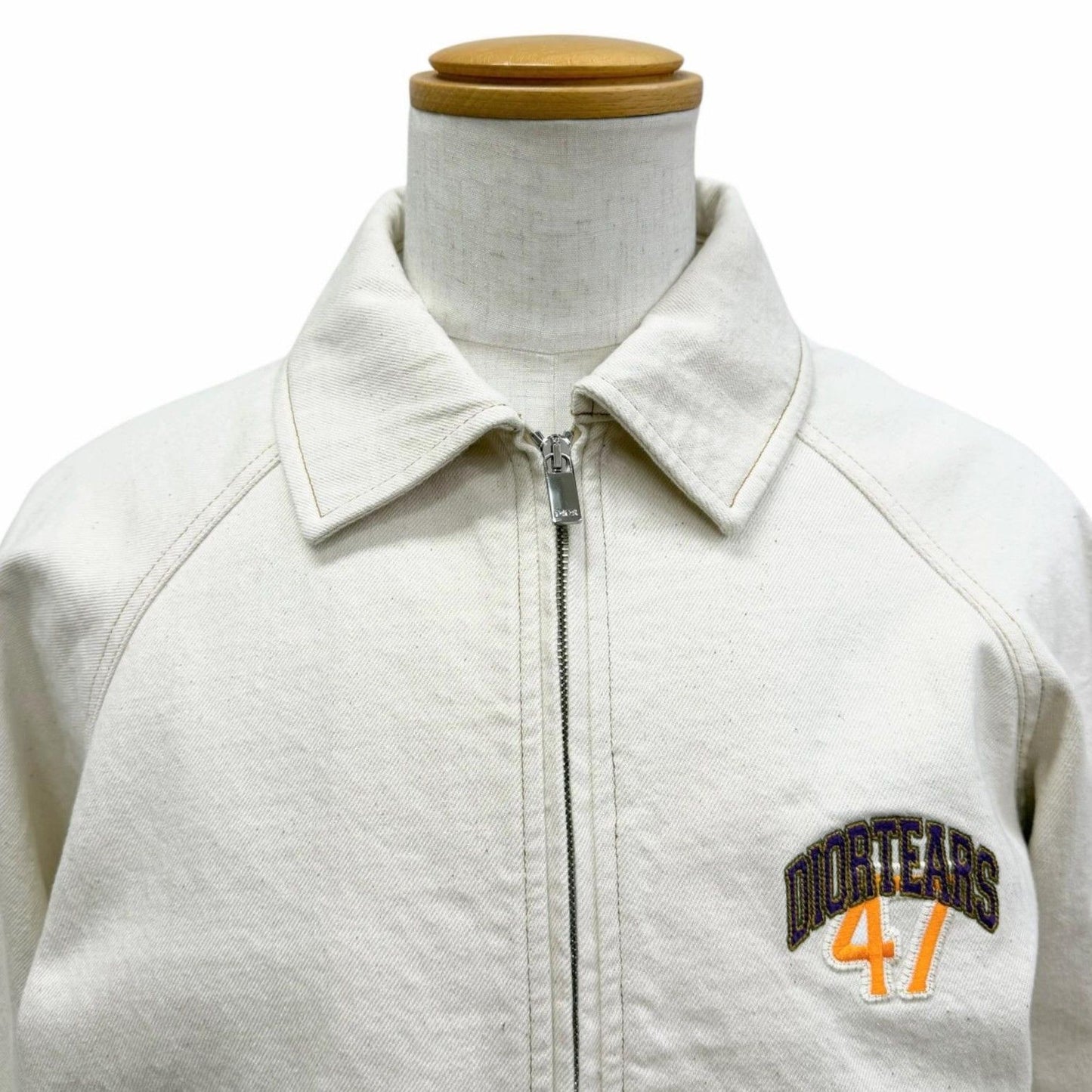 Dior Denim Tears Homme Logo Embroidery Twill Zip Jacket Ivory 46 — view 2
