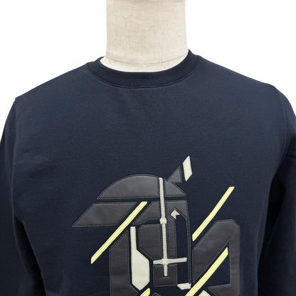 Hermes Chevaux en Symetrie Lambskin Patch Sweatshirt Shirt Navy — view 2