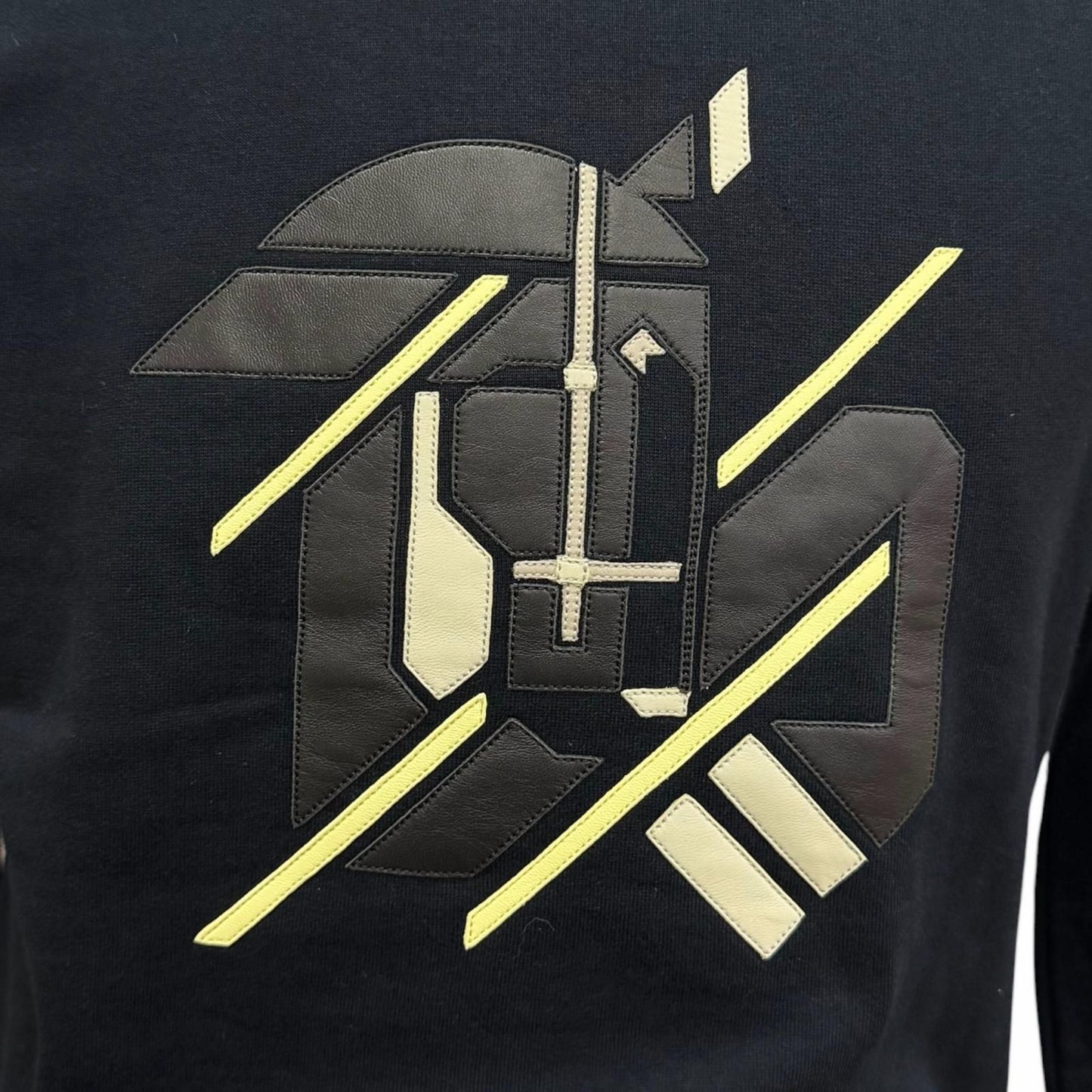 Hermes Chevaux en Symetrie Lambskin Patch Sweatshirt Shirt Navy — view 5