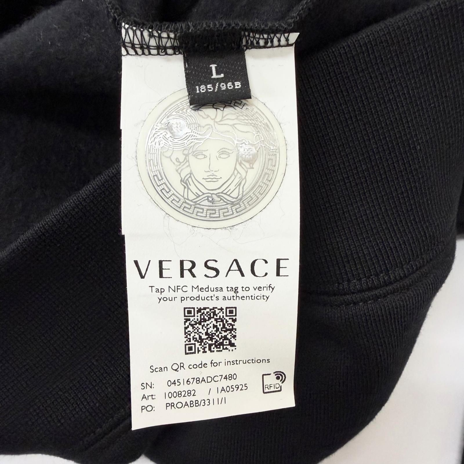 Versace Cotton 100% Medusa Arm Logo Print Long Sleeve Sweatshirt Shirt Black — view 7