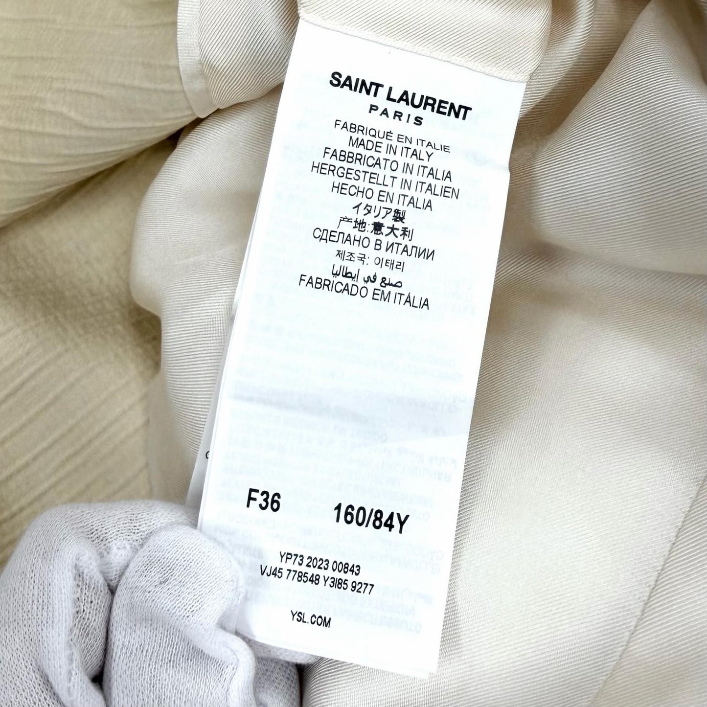 Saint Laurent Paris Saharienne Overcoat Cotton 100% Belt Trench Coat Light — view 8