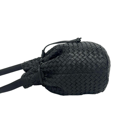 Bottega Veneta Intrecciato Leather Drawstring Shoulder Bag Cross Black — view 5