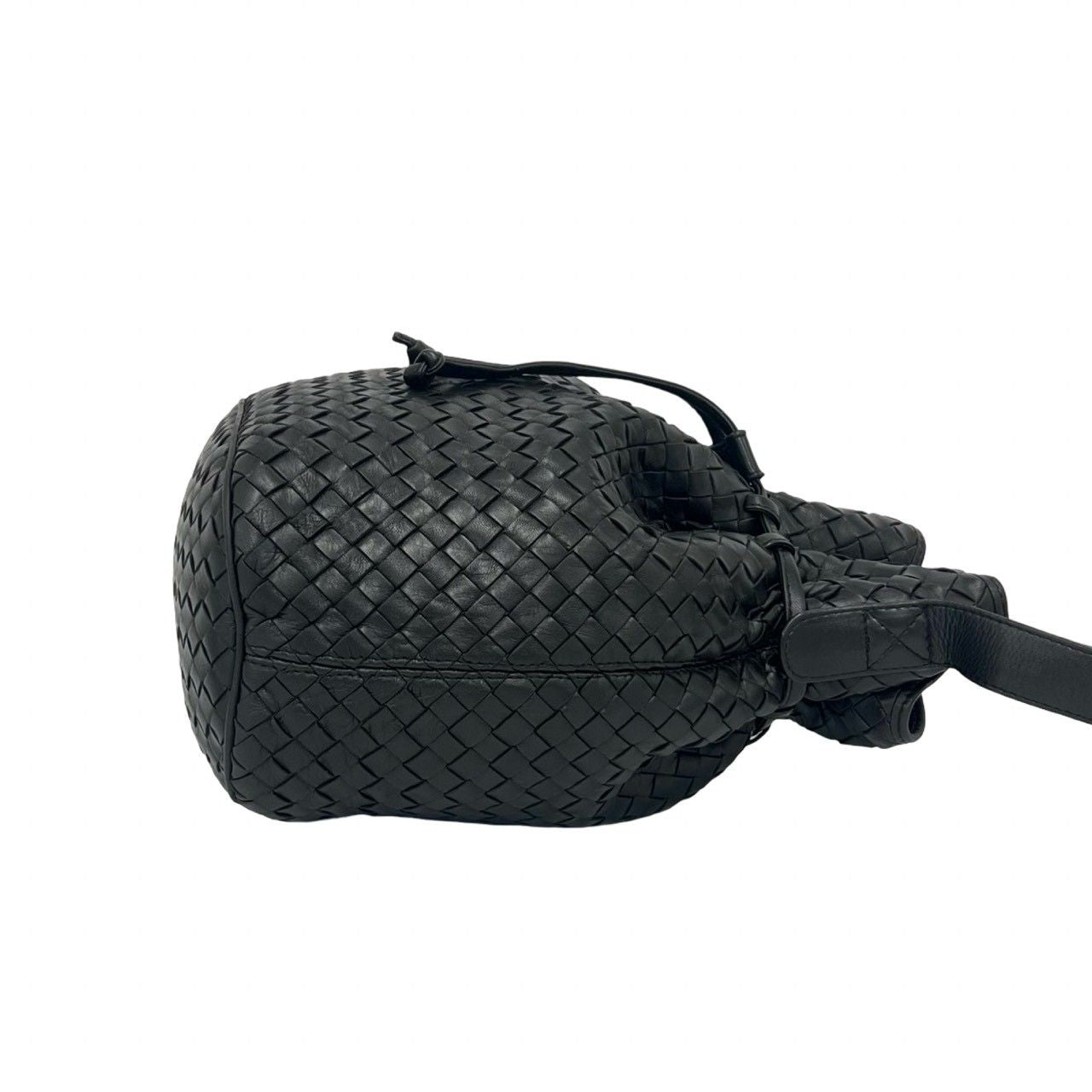 Bottega Veneta Intrecciato Leather Drawstring Shoulder Bag Cross Black — view 6