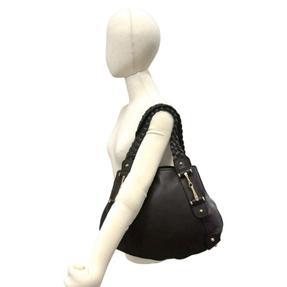 Gucci Braided Perforated Leather Tote Shoulder Bag Dark Brown — view 2