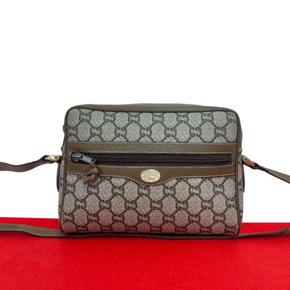 Gucci Vintage Plus Logo Pattern Leather Mini Shoulder Bag Pochette Brown