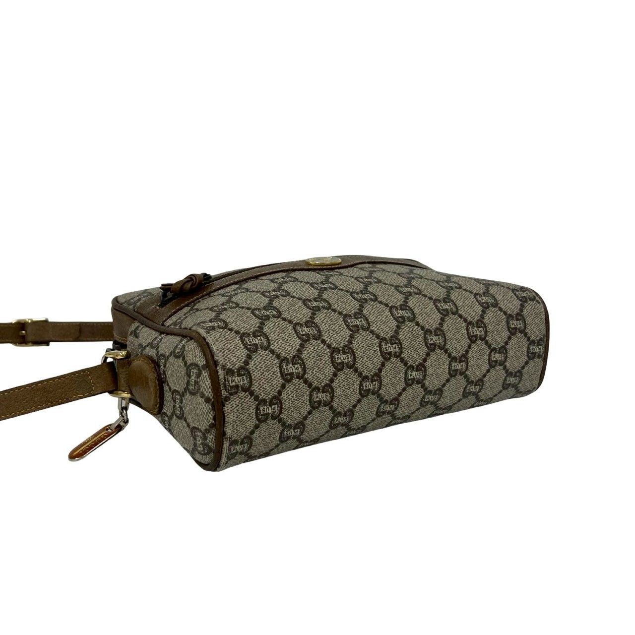 Gucci Vintage Plus Logo Pattern Leather Mini Shoulder Bag Pochette Brown — view 7