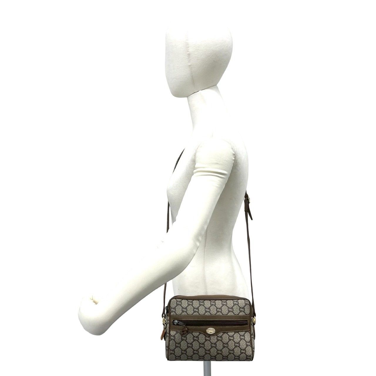 Gucci Vintage Plus Logo Pattern Leather Mini Shoulder Bag Pochette Brown — view 2