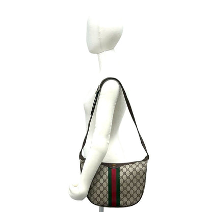 Gucci Vintage Sherry Line GG Logo Leather Shoulder Bag Brown — view 2