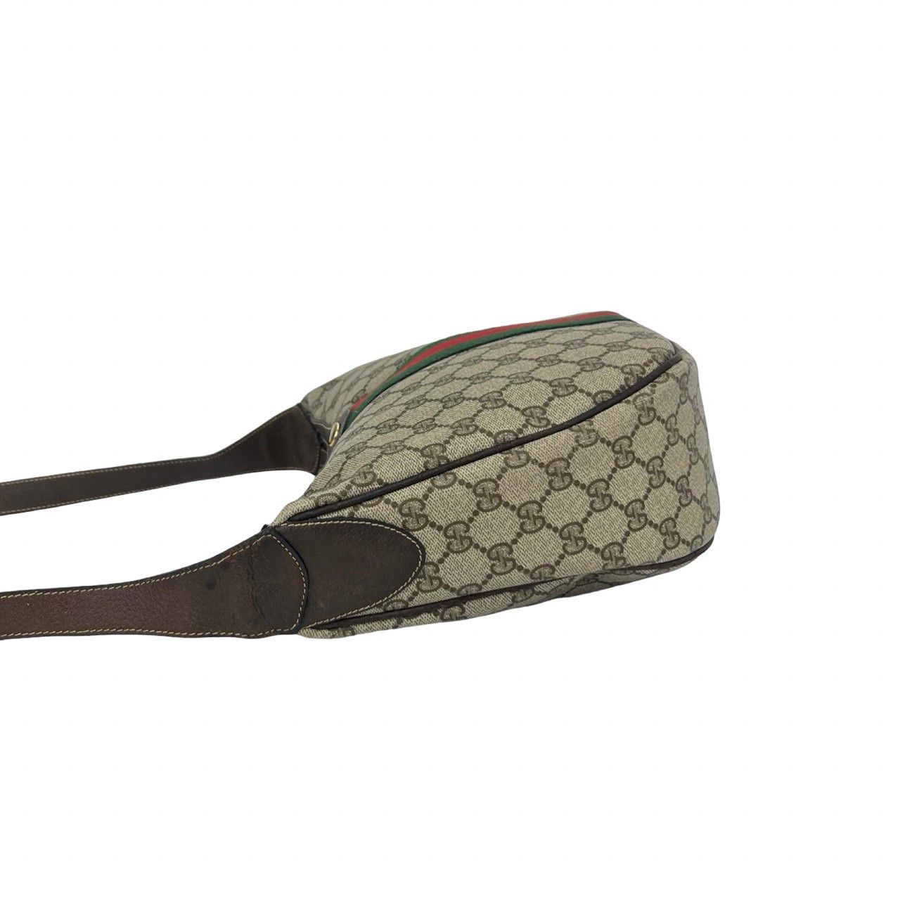 Gucci Vintage Sherry Line GG Logo Leather Shoulder Bag Brown — view 5