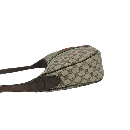 Gucci Vintage Sherry Line GG Logo Leather Shoulder Bag Brown — view 5