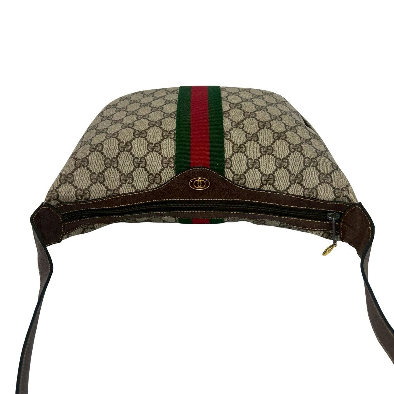 Gucci Vintage Sherry Line GG Logo Leather Shoulder Bag Brown — view 4