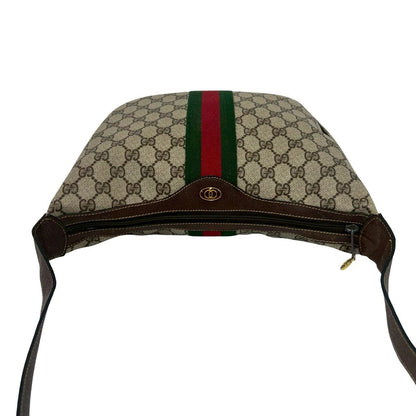 Gucci Vintage Sherry Line GG Logo Leather Shoulder Bag Brown — view 4
