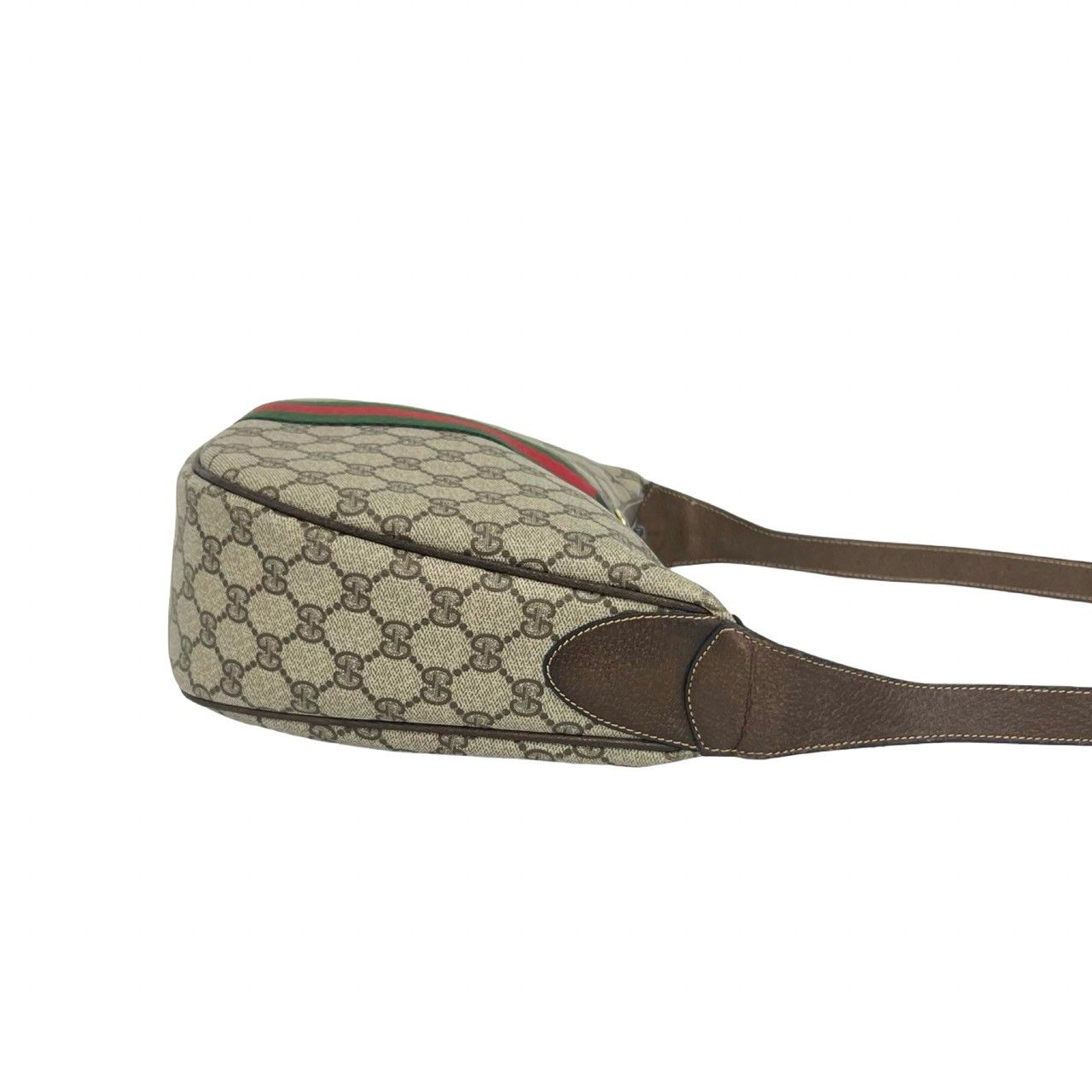 Gucci Vintage Sherry Line GG Logo Leather Shoulder Bag Brown — view 6