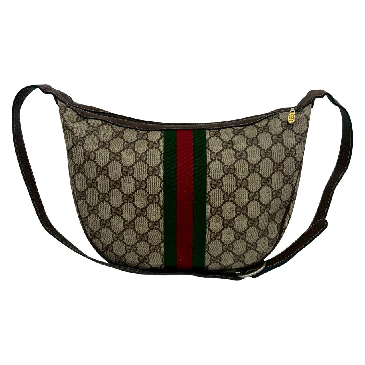 Gucci Vintage Sherry Line GG Logo Leather Shoulder Bag Brown — view 3