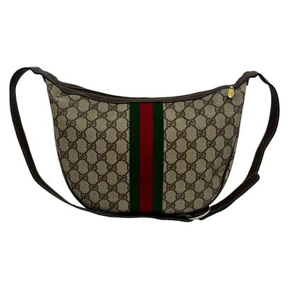 Gucci Vintage Sherry Line GG Logo Leather Shoulder Bag Brown — view 3