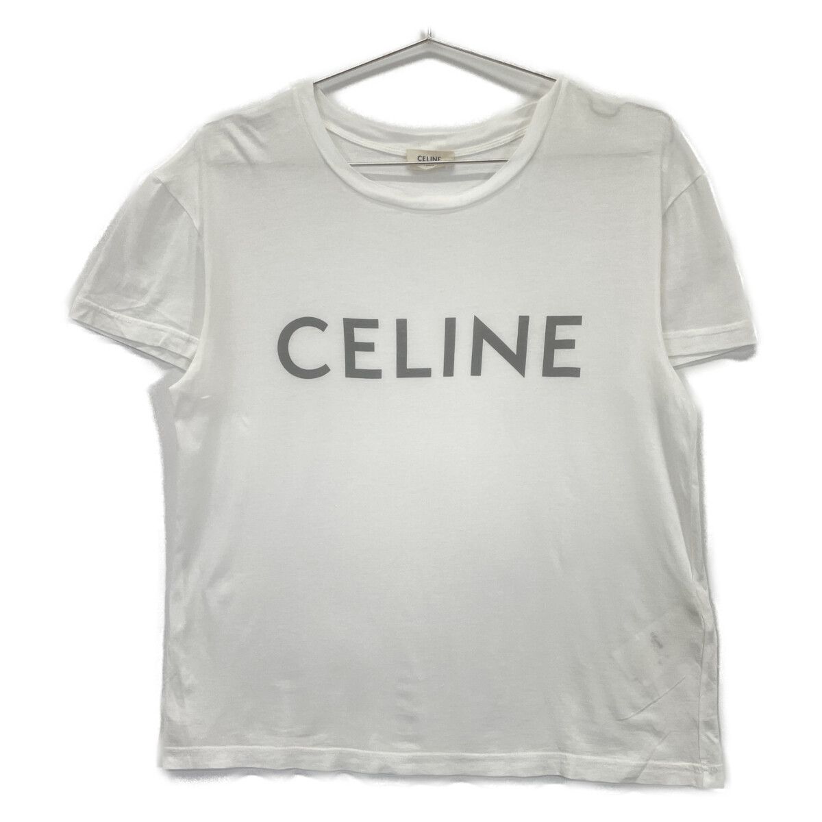 Celine White Logo Print T-Shirt XS