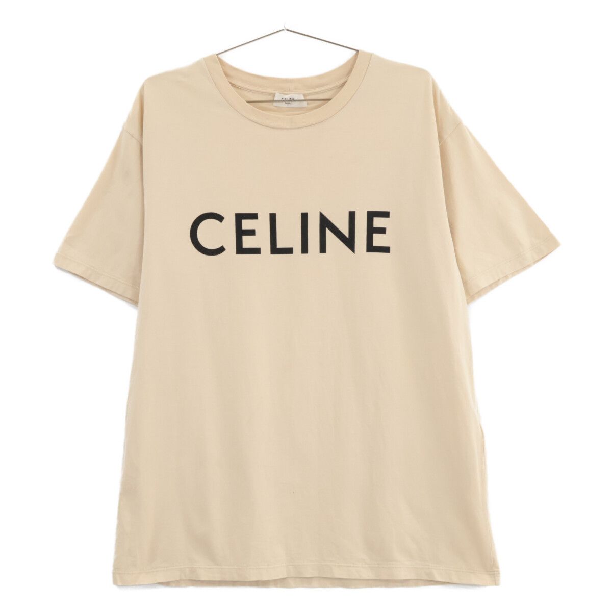 Celine Beige Cotton Logo Short Sleeve T-Shirt XS