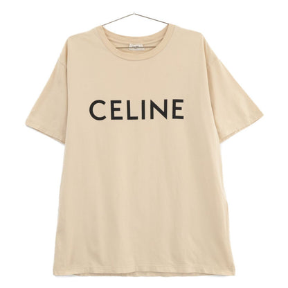Celine Beige Cotton Logo Short Sleeve T-Shirt XS