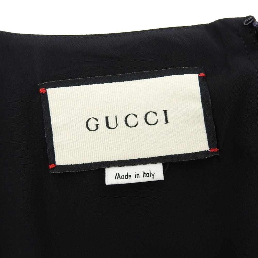 Gucci Logo Silk Blend Wool Dress Black 40 — view 3