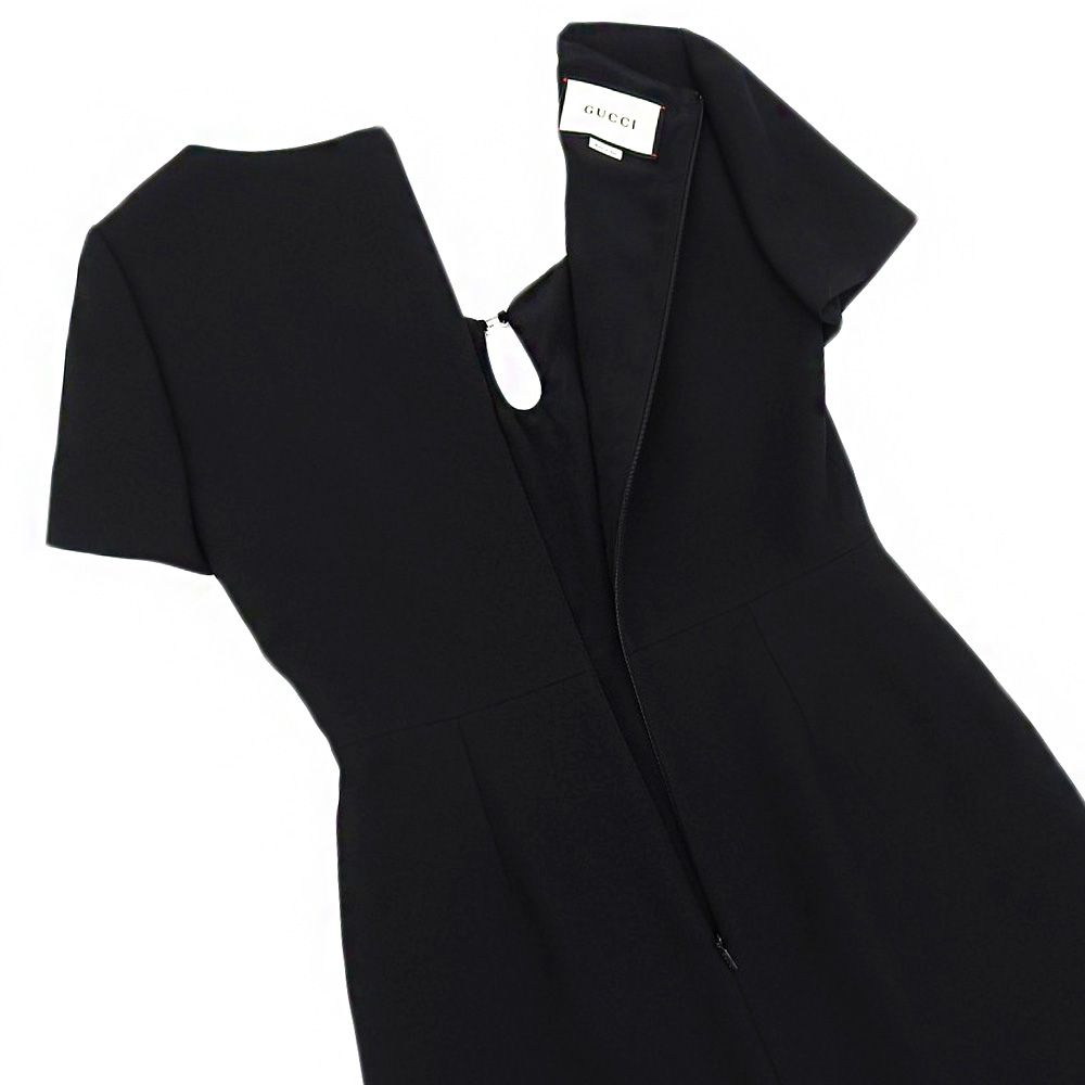 Gucci Logo Silk Blend Wool Dress Black 40 — view 5