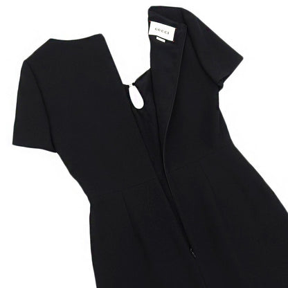 Gucci Logo Silk Blend Wool Dress Black 40 — view 5