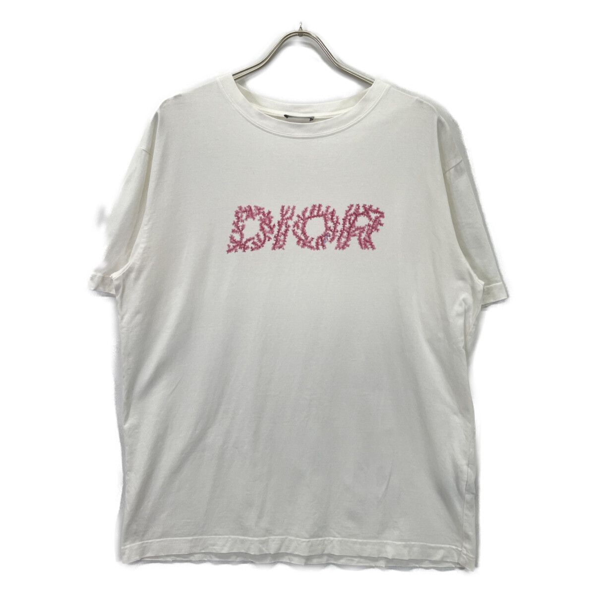 Dior White Pink Logo Short Sleeve T-Shirt