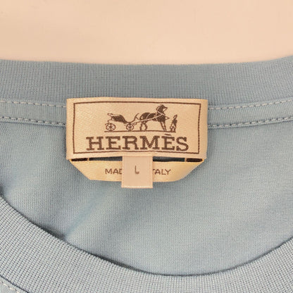 Hermes Blue Chest Embroidery Short Sleeve T-Shirt — view 3