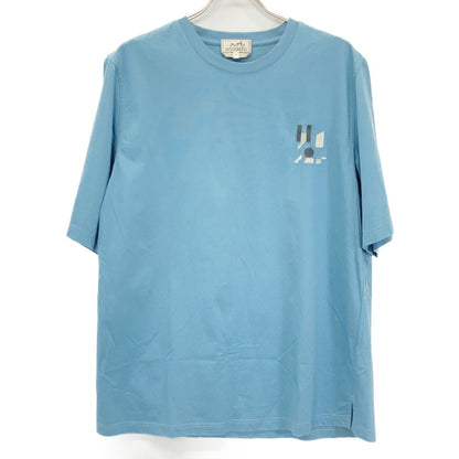 Hermes Blue Chest Embroidery Short Sleeve T-Shirt