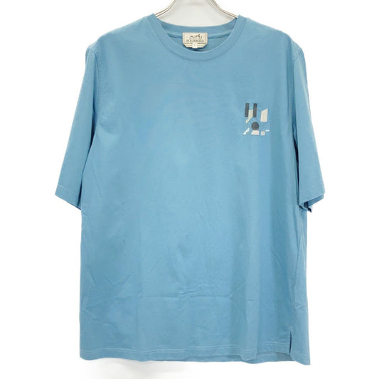 Hermes Blue Chest Embroidery Short Sleeve T-Shirt