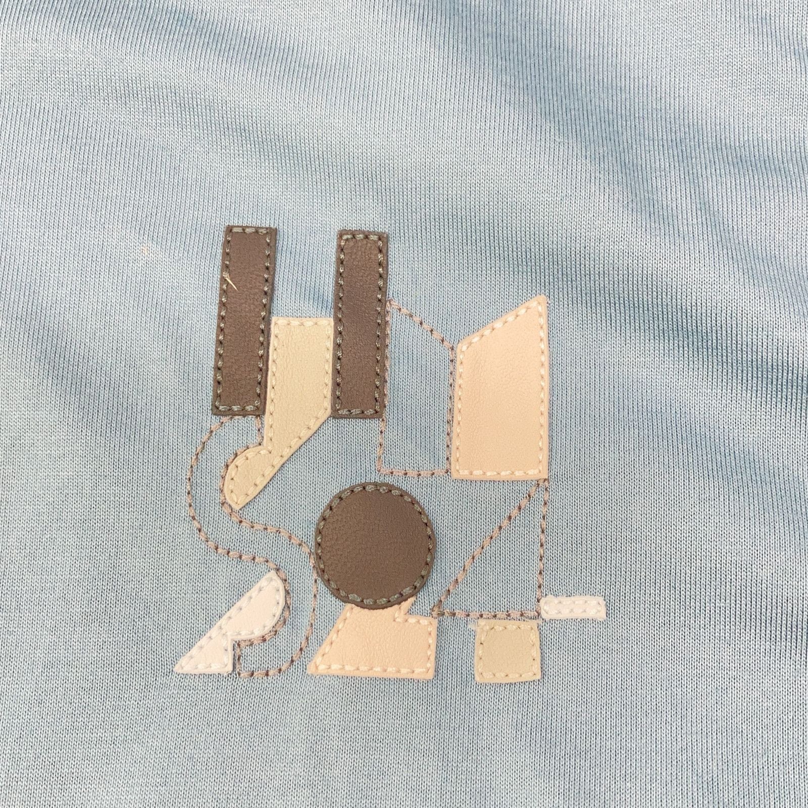 Hermes Blue Chest Embroidery Short Sleeve T-Shirt — view 4