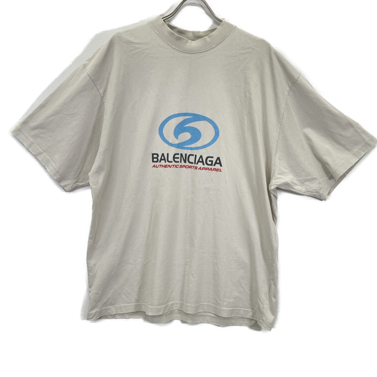 Balenciaga Ivory Vintage Wash Surfer Medium Fit Tee T-Shirt