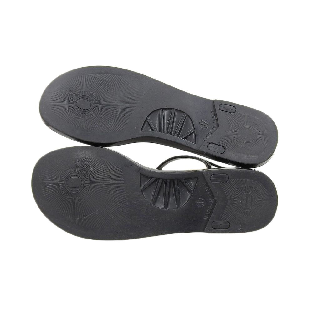 Chanel CC Logo Backstrap Rubber Thong Sandals Black — view 2