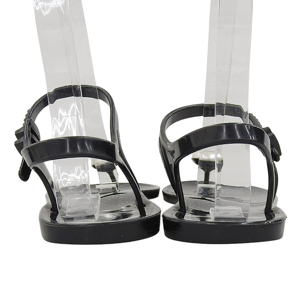 Chanel CC Logo Backstrap Rubber Thong Sandals Black — view 5