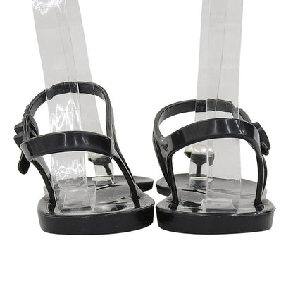 Chanel CC Logo Backstrap Rubber Thong Sandals Black — view 5