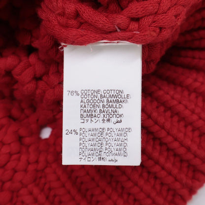 Brunello Cucinelli Red Cropped Length Cotton Knit Sweater — view 4